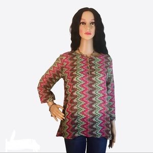 Long sleeve colorful sheer  summer blouse